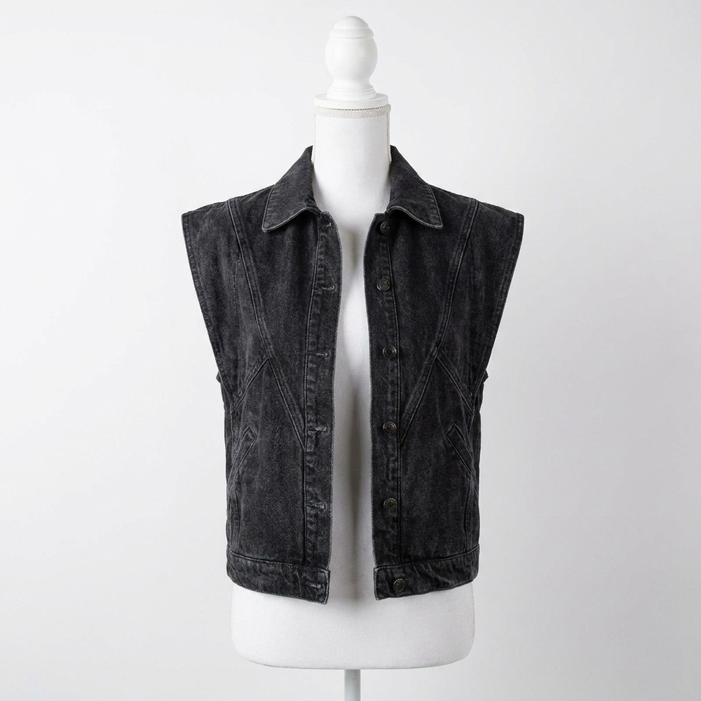 NEW MIOU MUSE tupelo vest jacket in washed black